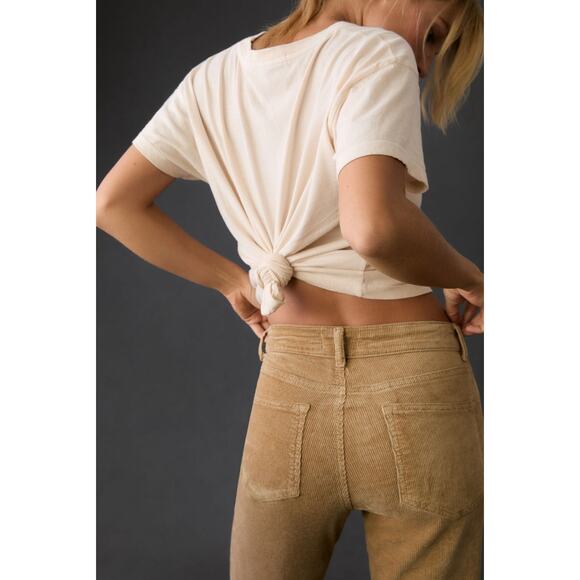 NWT ANTHROPOLOGIE The Yaya Mid-Rise Crop Flare Jeans by Pilcro $148 31 TALL Dune - Picture 3 of 5